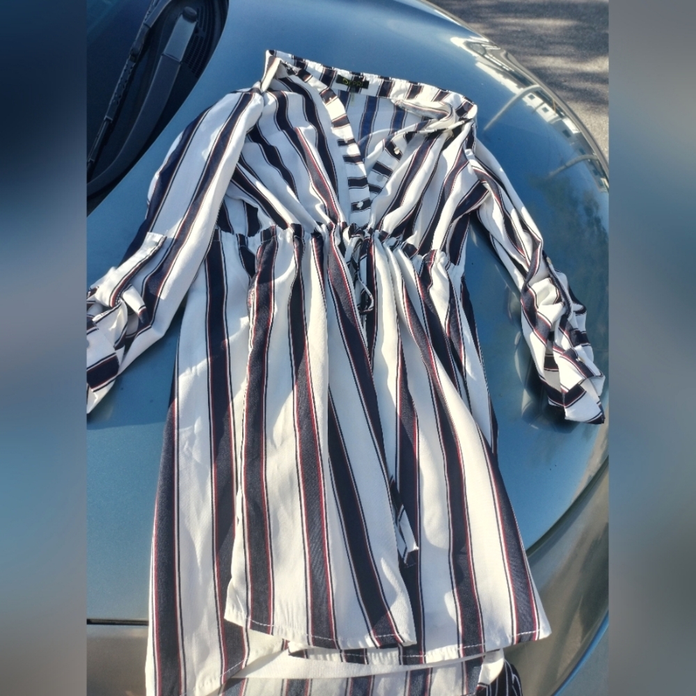 Depri Long Sleeve Button Up Striped Long Shirt